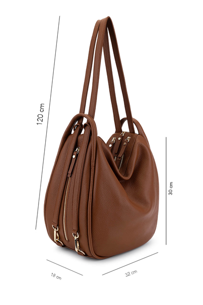 Bruno Rossi Bag Kadın Hakiki Deri Taba Sırt & Omuz Çantası