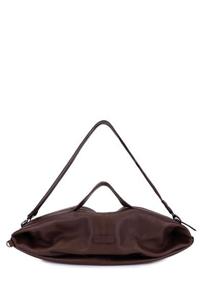 Bruno Rossi Bag Unisex Hakiki Deri Kahverengi Sırt & El Çantası