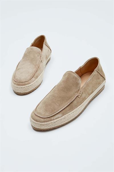 Brunos Erkek Hakiki Deri Bej Loafer Ayakkabı