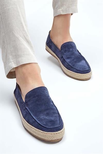 Brunos Erkek Hakiki Deri Lacivert Loafer Ayakkabı