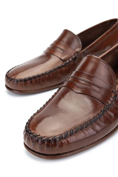 Daniele Lepori Erkek Hakiki Deri Kahverengi Loafer Ayakkabı