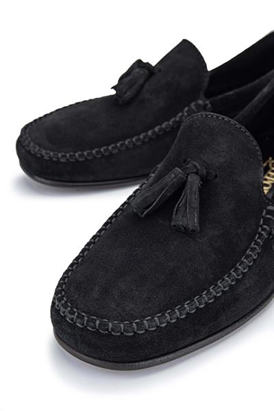 Daniele Lepori Erkek Hakiki Deri Siyah Süet Loafer Ayakkabı
