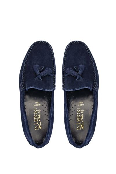 Daniele Lepori Erkek Hakiki Deri Lacivert Süet Loafer Ayakkabı