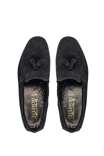 Daniele Lepori Erkek Hakiki Deri Siyah Süet Loafer Ayakkabı