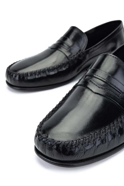 Daniele Lepori Erkek Hakiki Deri Siyah Loafer Ayakkabı