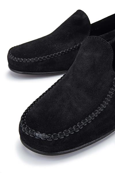 Daniele Lepori Erkek Hakiki Deri Siyah Süet Loafer Ayakkabı