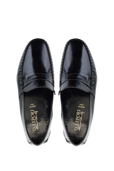 Daniele Lepori Erkek Hakiki Deri Siyah Loafer Ayakkabı