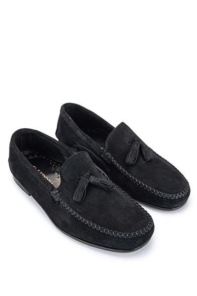 Daniele Lepori Erkek Hakiki Deri Siyah Süet Loafer Ayakkabı