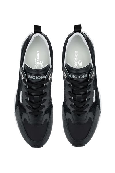 Dino Bigioni Erkek Tekstil/Hakiki Deri Siyah Sneakers & Spor Ayakkabı