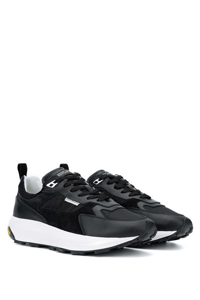 Dino Bigioni Erkek Tekstil/Hakiki Deri Siyah Sneakers & Spor Ayakkabı