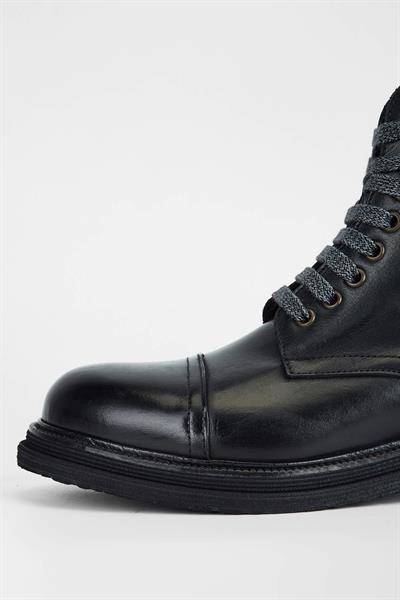 Exton Erkek Hakiki Deri Siyah Casual Bot