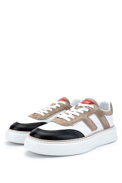 Fabi Erkek Hakiki Deri Beyaz/Kum/Siyah Sneakers & Spor Ayakkabı