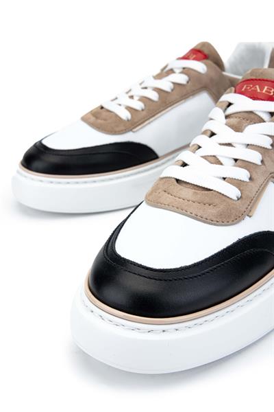 Fabi Erkek Hakiki Deri Beyaz/Kum/Siyah Sneakers & Spor Ayakkabı