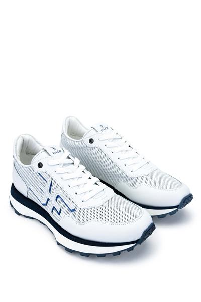 Fabi Erkek Hakiki Deri Beyaz/Mavi Sneakers & Spor Ayakkabı