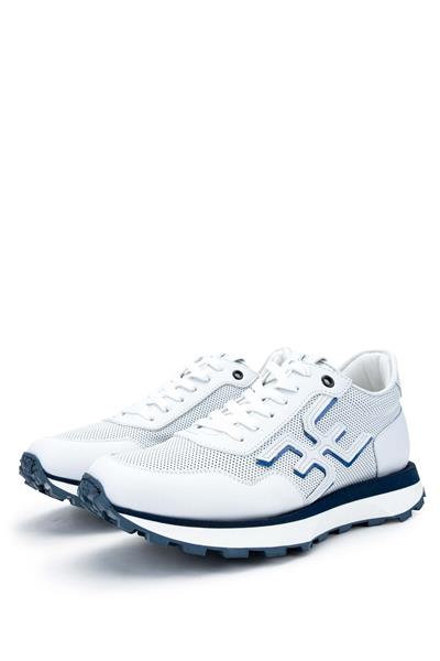 Fabi Erkek Hakiki Deri Beyaz/Mavi Sneakers & Spor Ayakkabı
