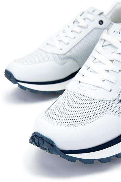 Fabi Erkek Hakiki Deri Beyaz/Mavi Sneakers & Spor Ayakkabı