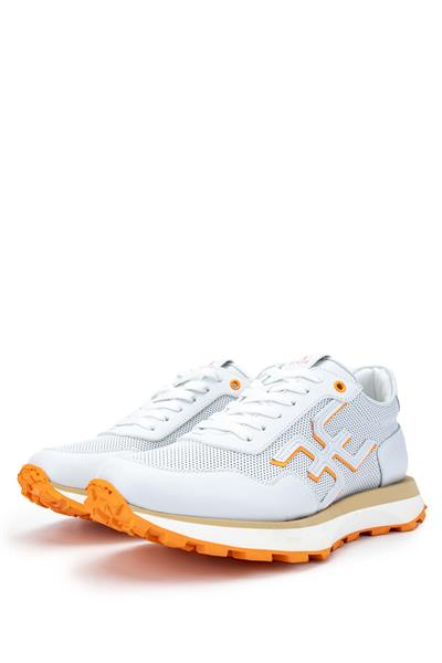 Fabi Erkek Hakiki Deri Beyaz/Turuncu Sneakers & Spor Ayakkabı