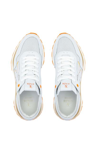 Fabi Erkek Hakiki Deri Beyaz/Turuncu Sneakers & Spor Ayakkabı