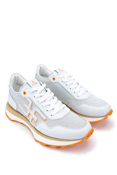 Fabi Erkek Hakiki Deri Beyaz/Turuncu Sneakers & Spor Ayakkabı