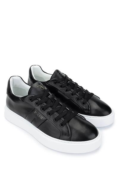 Fabi Erkek Hakiki Deri Siyah Sneakers & Spor Ayakkabı