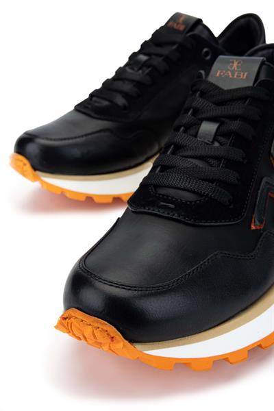 Fabi Erkek Hakiki Deri Siyah/Turuncu Sneakers & Spor Ayakkabı