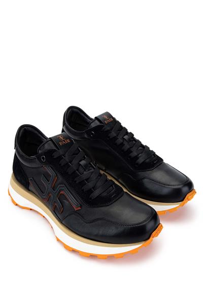 Fabi Erkek Hakiki Deri Siyah/Turuncu Sneakers & Spor Ayakkabı