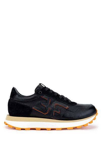 Fabi Erkek Hakiki Deri Siyah/Turuncu Sneakers & Spor Ayakkabı