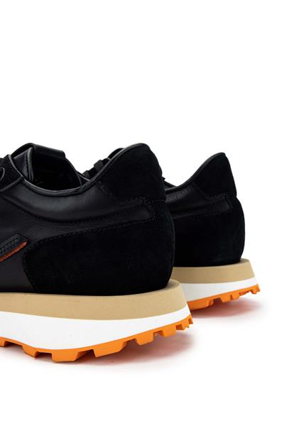 Fabi Erkek Hakiki Deri Siyah/Turuncu Sneakers & Spor Ayakkabı