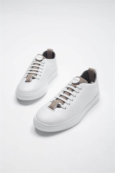 Franceschetti Erkek Hakiki Deri Beyaz/Bej Sneakers & Spor Ayakkabı