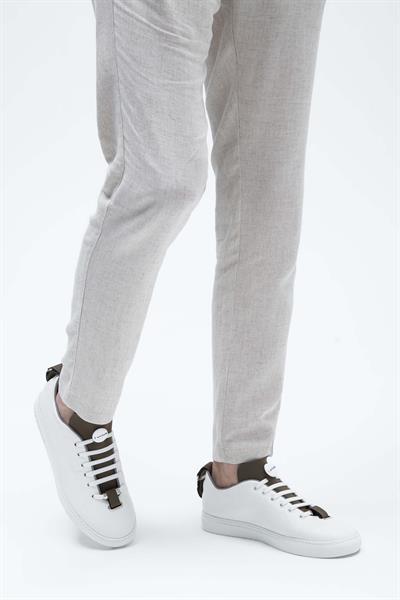 Franceschetti Erkek Hakiki Deri Beyaz/Bej Sneakers & Spor Ayakkabı