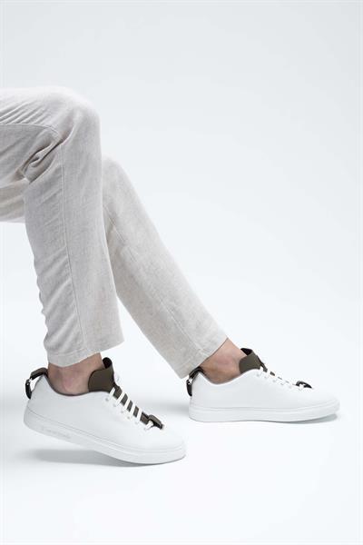 Franceschetti Erkek Hakiki Deri Beyaz/Bej Sneakers & Spor Ayakkabı