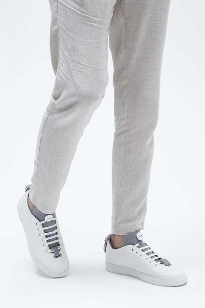 Franceschetti Erkek Hakiki Deri Beyaz/Siyah Sneakers & Spor Ayakkabı