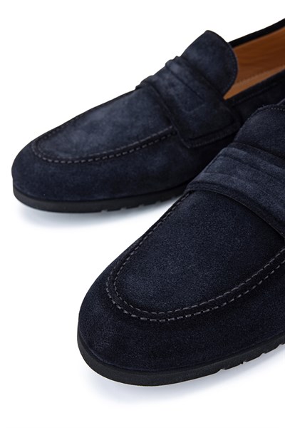 Franceschetti Erkek Hakiki Deri Lacivert Loafer Ayakkabı