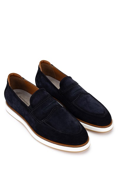 Franceschetti Erkek Hakiki Deri Lacivert Loafer Ayakkabı