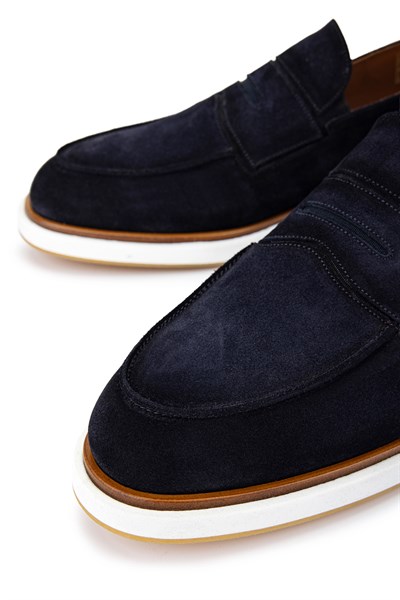 Franceschetti Erkek Hakiki Deri Lacivert Loafer Ayakkabı