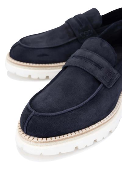 Franceschetti Erkek Hakiki Deri Mavi Loafer Ayakkabı