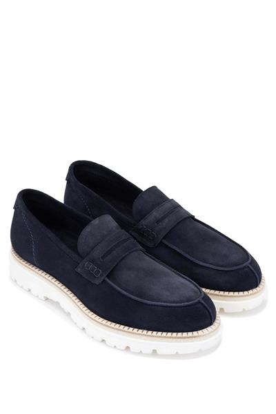 Franceschetti Erkek Hakiki Deri Mavi Loafer Ayakkabı