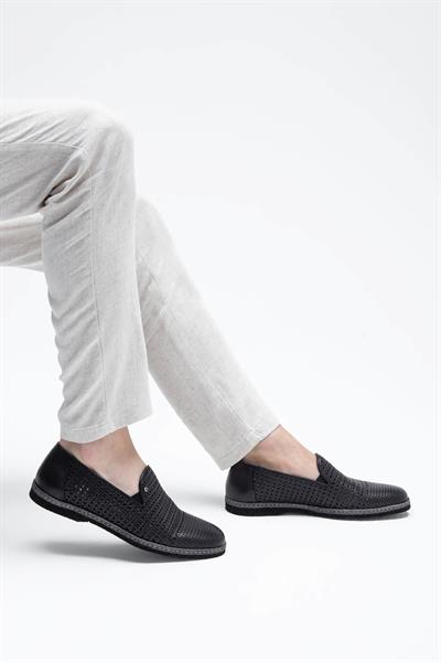 Giampiero Nicola Erkek Hakiki Deri Siyah Loafer Ayakkabı