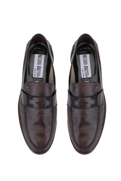 Mario Bruni Erkek Hakiki Deri Kahverengi Loafer Ayakkabı