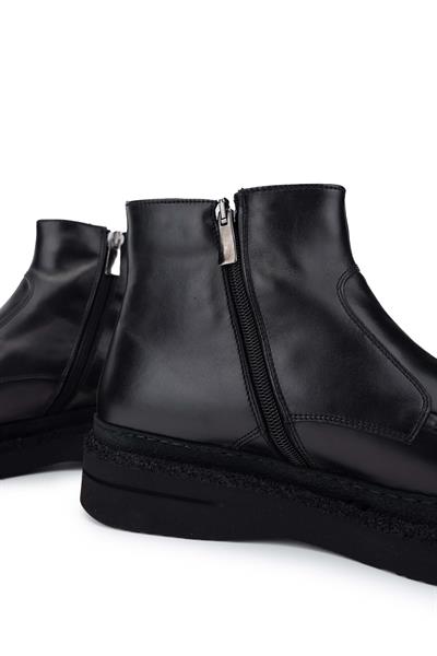 Mario Bruni Erkek Hakiki Deri Siyah Casual Bot