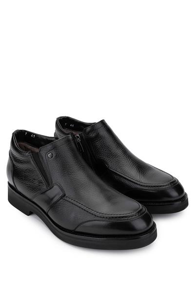 Mario Bruni Erkek Hakiki Deri Siyah Casual Bot