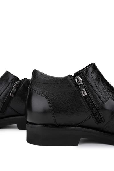 Mario Bruni Erkek Hakiki Deri Siyah Casual Bot