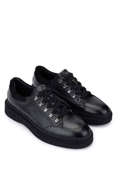 Mario Bruni Erkek Hakiki Deri Siyah Casual Ayakkabı