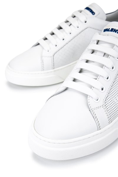Mario Valentino Erkek Hakiki Deri Beyaz/Mavi Sneakers & Spor Ayakkabı