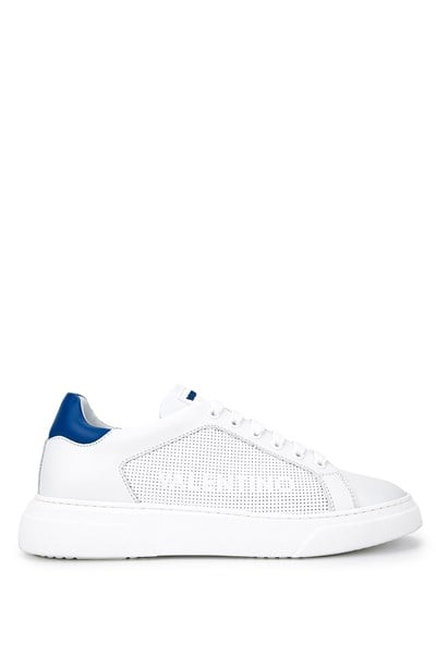 Mario Valentino Erkek Hakiki Deri Beyaz/Mavi Sneakers & Spor Ayakkabı