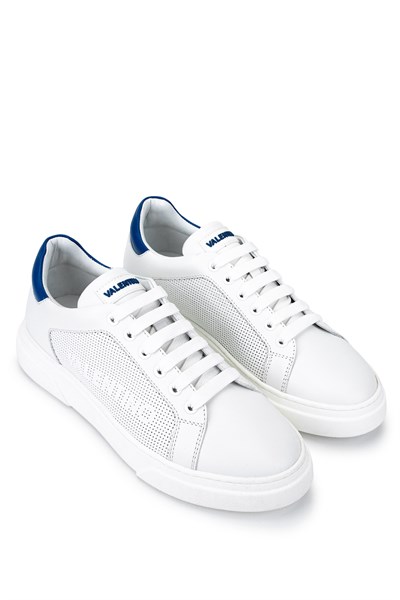 Mario Valentino Erkek Hakiki Deri Beyaz/Mavi Sneakers & Spor Ayakkabı