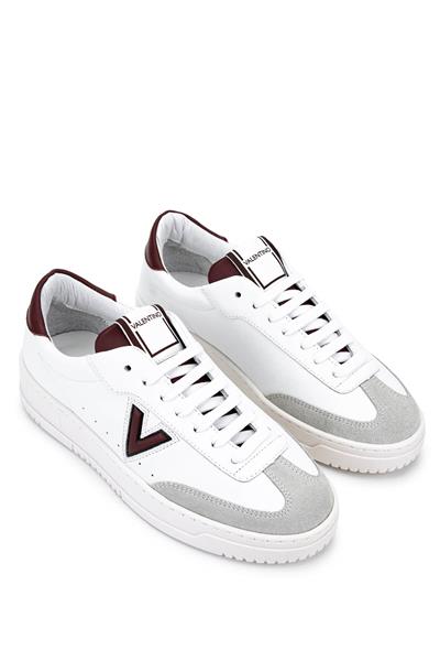 Mario Valentino Kadın Hakiki Deri Beyaz/Bordo Sneakers & Spor Ayakkabı