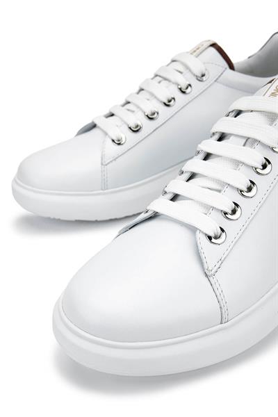 Mario Valentino Unisex Hakiki Deri Beyaz/Kahverengi Sneakers & Spor Ayakkabı