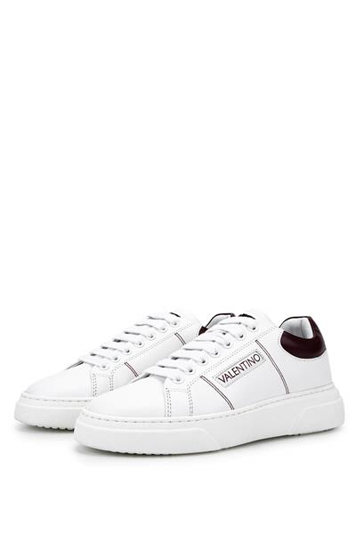 Mario Valentino Unisex Hakiki Deri Beyaz/Bordo Sneakers & Spor Ayakkabı