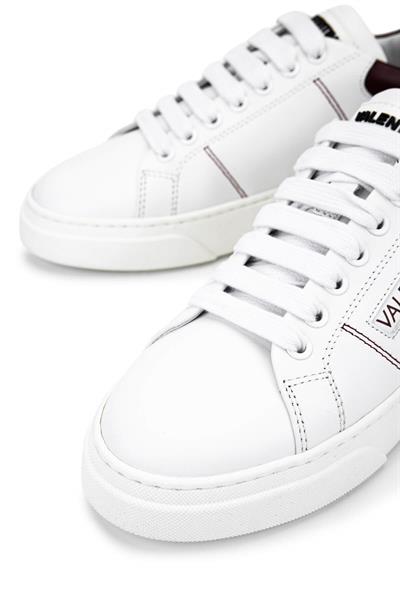 Mario Valentino Unisex Hakiki Deri Beyaz/Bordo Sneakers & Spor Ayakkabı